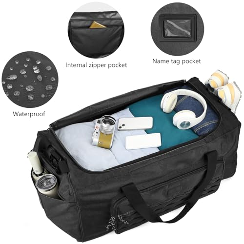 120L Extra Large Gym Duffle Bag for Men Women with Shoes Compartment Heavy Duty Tactical Sports Duffel Bag Big Football Baseball Basketball Soccer Hockey Team Equipment Bag, Black - color: Black