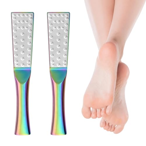 2 Pack Pedicure Foot File Callus Remover, Double-Sided Scrubs Stainless Steel Foot Rasp Professional Dead Skin Callus Accessories for Wet and Dry Feet - size: 2