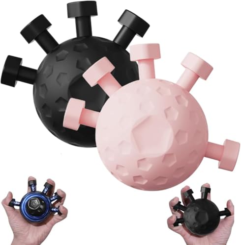 Adjustable Finger Grip Strengthener, Hand Grip Strength Trainer, Finger Exerciser Grip Tool for Forearm, Wrist, Hand Muscle Training – for Athletes, Climbers, Rehab, Guitar, Rock Climbing - color: Black+pink