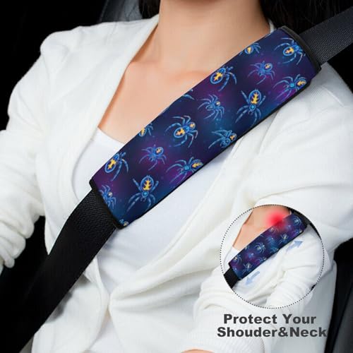 Universal Soft and Comfortable Seat Belt Shoulder Pad for Adult Use, Most Cars, 1 Pair Fantasy Spider Purple Blue Harness Pads Strap Anti-Slip Pad - color: Pattern 439
