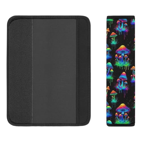 2 Pack Mushroom Graffiti Car Seat Straps Shoulder Pads Universal Fit Neck Strap Covers for Adults and Children, All Vehicles, Pressure Relief - color: Pattern 591