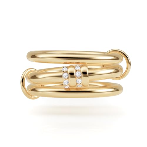 Gold Stackable Rings for Women Non Tarnish, Dainty 14K Gold/Silver Plated Cubic Zirconia Spinelli Ring Chunky Multi Rings Mixed Metals Ring Stack Set Non Tarnish Jewelry - color: Plain-Gold, size: 10