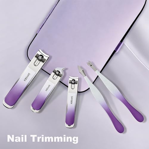 Manicure Set, 10 pcs High-Carbon Steel Nail Clippers Set, Portable Mini Manicure and Pedicure Kit, Travel Grooming Nail Kit with Leather Bag for Men and Women - color: DeepPurple