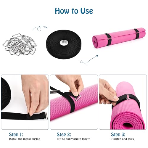 Nettbe 1"x39.4ft Hook and Loop Straps with 60 Buckles Adjustable Cut-to-Length Cable Ties Roll- Reusable Nylon Fastening Tape Cable Straps for Storage or Organization (1in x 39.4ft) - size: 1in x 39.4ft