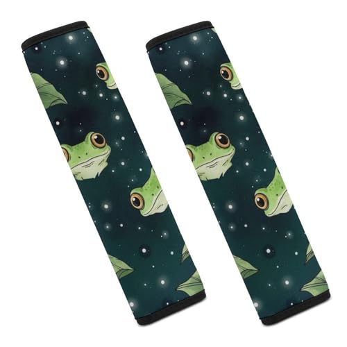 Universal Soft and Comfortable Green Frogs Leaf Seat Belt Shoulder Pad for Kids, Most Cars, 1 Pair Seat Belt Covers Cushion Anti-Slip Pad - color: Pattern 379