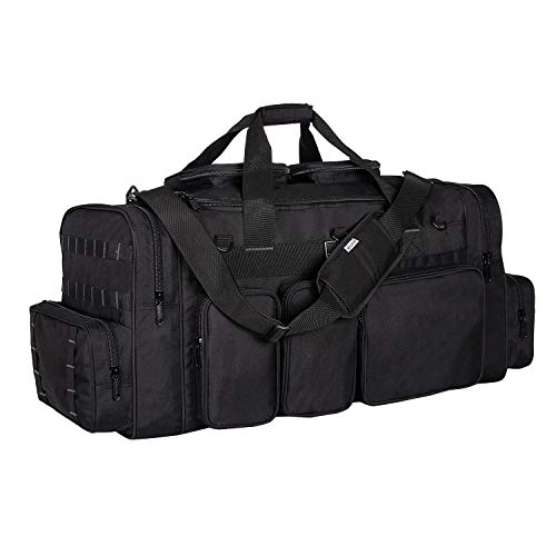 K-Cliffs Tactical Range Duffel Heavy Duty Large Gear Duffle Durable Quality Travel Sports Gym Equipment Bag Military Molle with Lockable Zippers with US Flag Patch 33 Inch Black - size: 33 Inch Black