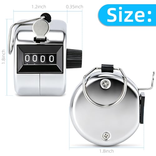 2 PCS Hand Metal Tally Clicker Counter – 4 Digit Number Clicker Counter with Nylon Lanyard,Mechanical Clicker Digital Handheld Tally Counter for Knitting,Lap,Golf,Row,Coaching,Umpire and Events