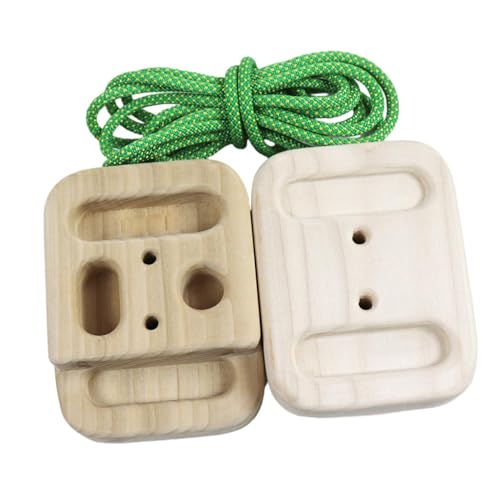 Climbing Hangboard 12cm x 15cm Wood Fingerboard Portable Rock Climbing Training Hand Grip Strengthener with Rope for Home Gym Indoor Outdoor Training