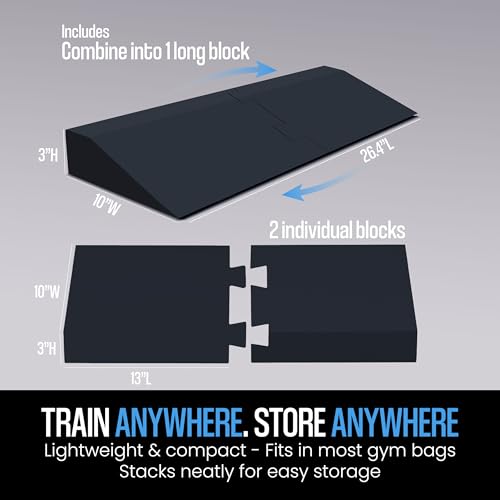 Squat Wedge Block – 2-in-1 Heel Elevated Slant Board for Squats & Calf Raises – Lightweight, Non-Slip EVA, Portable Workout Wedge for Strength & Recovery