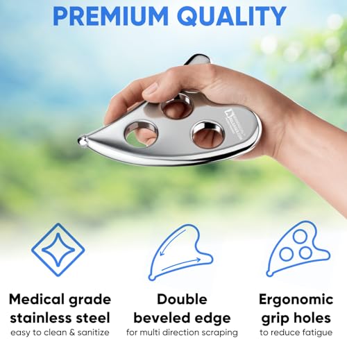 Professional Muscle Scraper Tool – Medical-Grade 304 SS IASTM & Gua Sha Scraping Tool – Ergonomic Fascia Mobilization Instrument for Soft Tissue Massage & Manual Bodywork – Emollient Balm Included - color: Original Tool