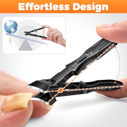 Nail Clippers for Men Thick Nails, Heavy Duty Slanted Toenail Clippers for Seniors Ingrown Toenails with Safety Lock, Large Fingernail Clipper Long Handle Nail Cutter Gifts for Men Women Adults, Black - style: Black Slanted Nail Clippers