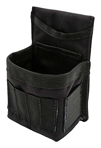 Diamondback GK1 Low-Profile Clip-On Utility Pouch, Black | 1000D nylon - 2 in. DB HD spring-steel mount - fits 35 ft tape or fasteners - 4-slot bit index + blade & pencil slots