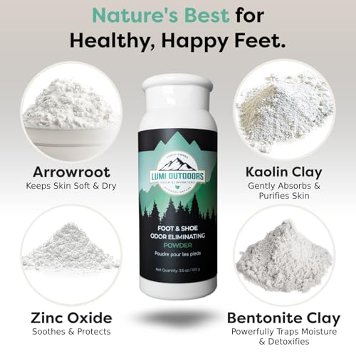 Lumi Outdoors Natural Shoe Deodorizer Spray and Foot Powder Bundle - Lemon Eucalyptus and Foot Powder - style: 2 Pack - Spray / Powder