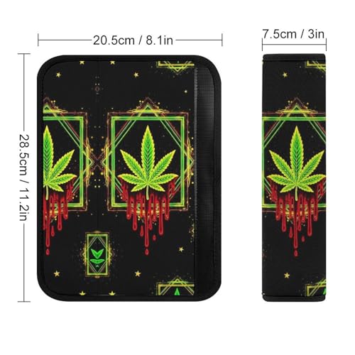 2PCS Smoking Weedleaf Leaf Trippy Art Seat Belt Cover Soft Padded Neck Strap Covers for Kids, All Vehicles, Comfortable Driving - color: Pattern 974