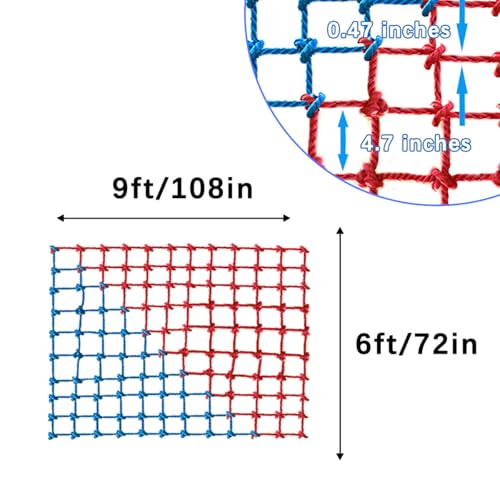 Climbing Cargo Net, Polyester Playground Climbing Net, Heavy Duty Large Military Climbing Net for Kids Outdoor, Kids Safety Protection Net, Rope Ladder, Jungle Gyms, Swingset, Treehouse - size: 6ft x 9ft