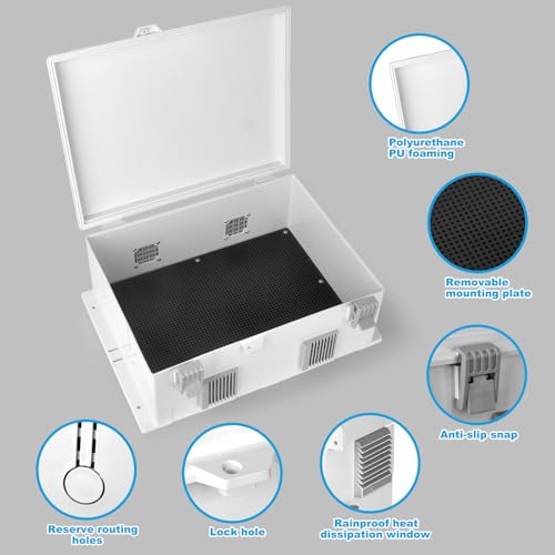 Electrical Junction Box, Outdoor Water Resistant Nema Enclosure, Ventilated ABS Plastic WiFi Project Box with Internal Mounting Panel & Hinged Cover 18.1" Lx 12.7" Wx 4.3" - size: 18.1" Lx 12.7" Wx 4.3"