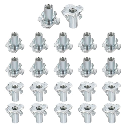 HARFINGTON M4x13mm T-Nuts 4 Pronged Tee Nut 0.57" x 0.51" Fully Thread Carbon Steel Inserts for Wood, Rock Climbing Holds, Cabinetry, Furniture 100pcs - size: M4x13mm, 14.5mm
