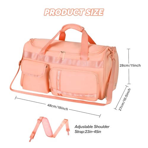 MAXTOP Gym Bag for Women Men Travel Duffle Bag Large Capacity Carry On Weekender Overnight Bag With Shoe Compartment Gym Tote Dry Wet Separation Duffel Bag for Travel - color: Orange, style: Gym Bag
