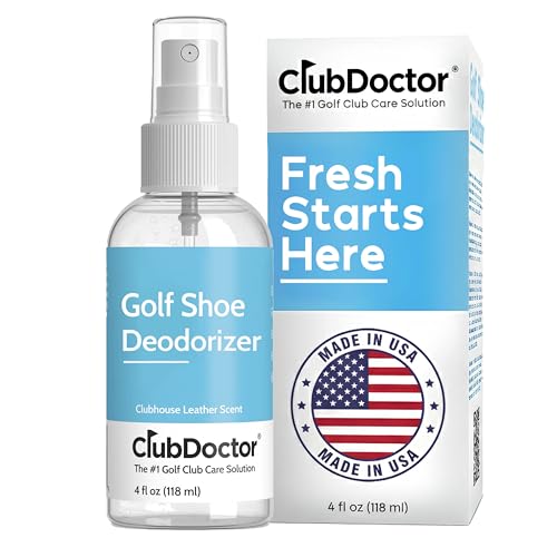 Club Doctor Golf Shoe Deodorizer Spray, Enzyme Odor Eliminator with Premium Elite Leather Scent Air Freshener, Smell Absorber, Fast-Drying Safe for All Materials Long-Lasting Freshness for Golf Shoes