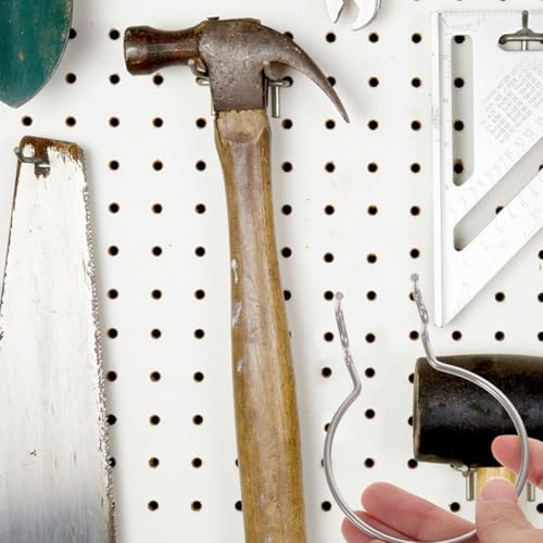 12Pcs Silver Metal Pegboard Hooks Double Wire Cup Holder Peg Hooks for Garage Shop Storage and Wall Hanging Board Organization