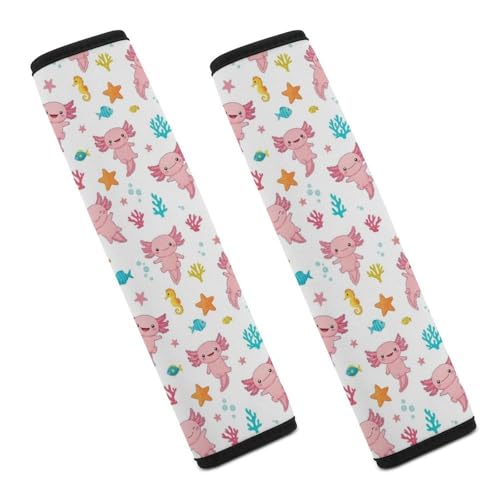 Universal Fit Seat Belt Cover for Adult Use, Stroller Pushchair High Chair, 2PCS White Axolotl Harness Pads Strap Shock Absorption - color: Pattern 437