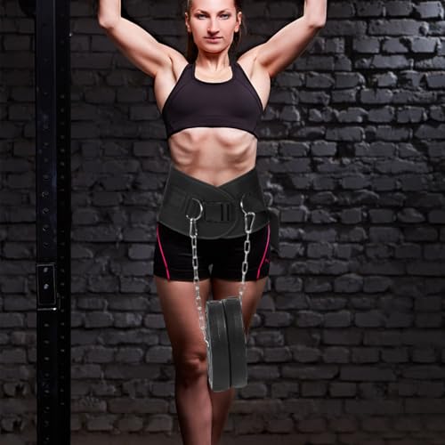 Toyvian Weighted Chain Waist Belt for Men Resistance Training Equipment for Bodybuilding Adjustable Thick Buckle for Dips and Pull-ups Comfortable Elastic for Shoulder and Back