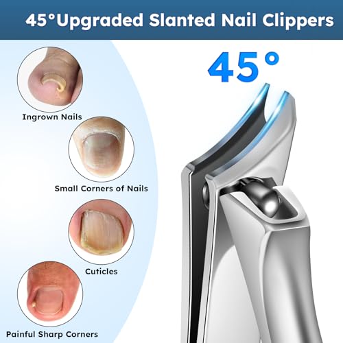 Nail Clippers for Seniors, Heavy Duty Ingrown Toenail Clippers with Long Handle， Wide Jaw Fingernail Clippers and Slanted Nail Cutter for Thick Nail for Men Women Pregnant Elderly 5Pcs - size: Wide Jaw 5pcs