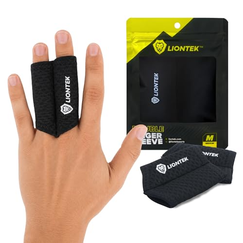 LIONTEK Double Flow Finger Sleeve V3 Pair — Joint Support & Compression for Activity, BJJ, Fitness, Volleyball, Basketball, and More (Medium) - size: Medium
