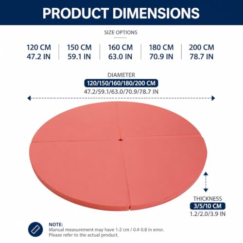 Folding Safety Mat for Home Spinning Round Pole Dance Mat, Round Foldable Aerial Yoga Mat for Pole Dancing, Gymnastics, Aerial Hoop, Simple Maintenance - size: 160*10cm/63*3.9in