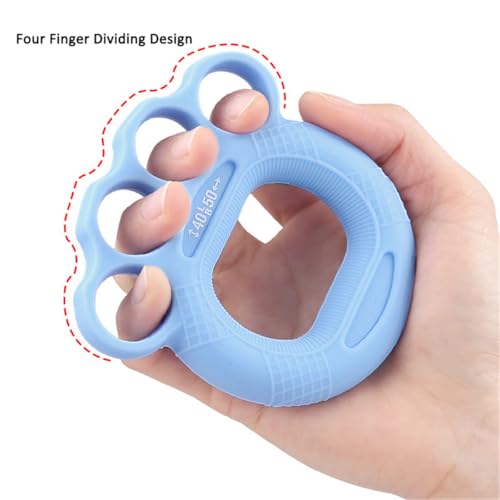 4 Fingers Exercise Ring,Silicone Grip Strength Rings Hand Grip Strengthener, Hand Training Ring Finger Strength Trainer for Forearm Hand Exercise Guitar Finger Strengthener Rock Climbing, Set of 4