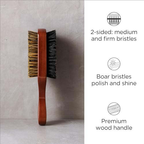 Diane Premium 100% Boar Bristle 2-Sided Club Brush for Men, Medium Firm Bristles for Thick, Curly or Coarse Hair, Mens Brush for Detangling, Smoothing, Wave Styles, Soft on Scalp, Restores Shine - style: 2-Sided Club Brush