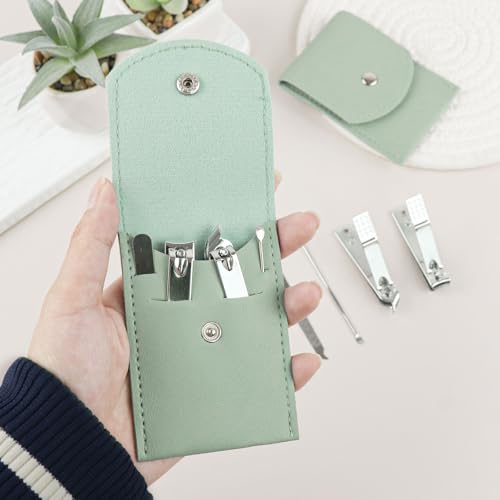20 Sets Manicure Set Bulk, Nail Clippers Kit Stainless Steel Fingernail Clippers Set, Sturdy Nail Tip Cutter Trimmers Professional Grooming Toenail Clippers Personal Pedicure Kits Gift (Green 4 in 1) - color: Green