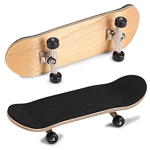 HURRISE Wooden Finger Skateboard for Kids Adults - Mini Maple Alloy Fingerboard Stress Relief Toy Black Gift Box, Finger Board - color: Black