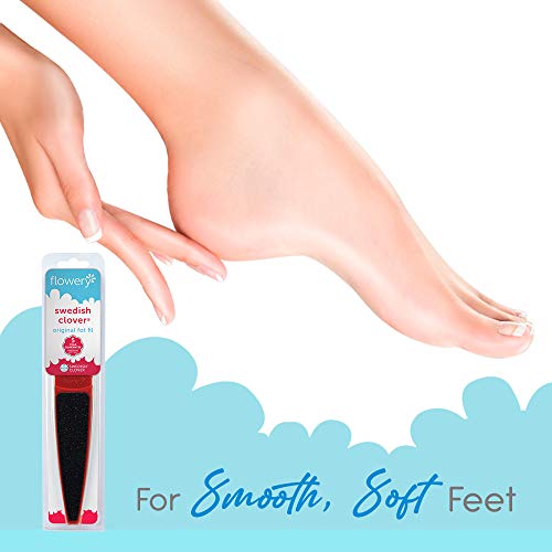 Flowery Original Swedish Clover Red Foot File – Stainless Steel Pedicure Foot Scrubber, 60/100 Grit - color: Red