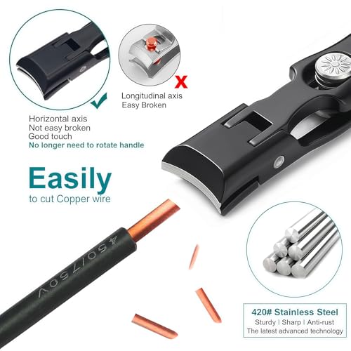 Nail Clippers with Wide Jaw, Safety Lock & Clippings Catcher, Great for Men Seniors Thick Toenails & Fingernail, No Splash Heavy Duty Stainless Steel Sharp Nail Cutter for Women, Black - color: Black