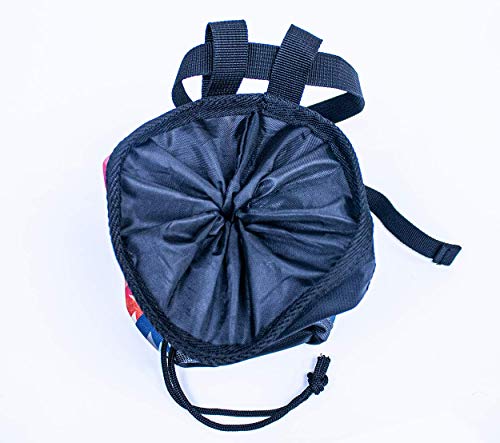 Rock Climbing Chalk Bag | Wide Opening & Fleece Lined | Removable Belt | Large Zippered Pocket | Brush Holder Loops | Bouldering, Gym, Crossfit - color: Sunset Orange