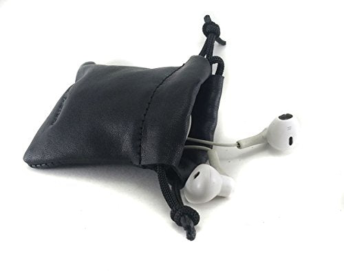 3 Pack Lambskin Leather Drawstrings Pouch: Black, 11.5cm X 11.5cm - color: Black