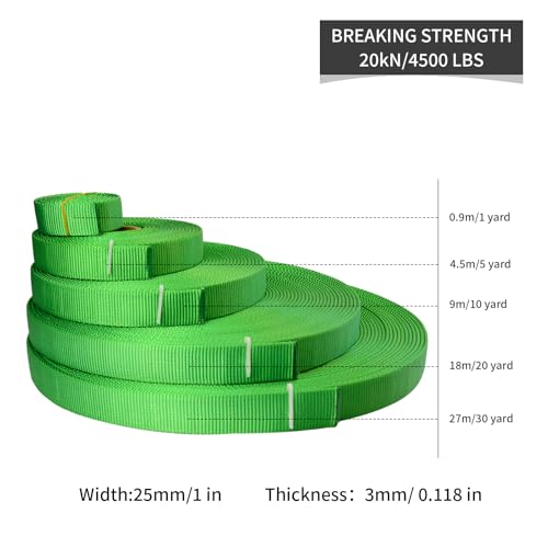 SEPEAK 1 inch Nylon Tubular Webbing UIAA Certified 1pc,Green,10 Yard | 20kN/4500lbs Heavy Duty Webbing Straps fo Outdoor Climbing, Rescue, Firefighting, Hanging, Rigging - color: Green, size: 1 inch x 10 yard