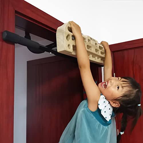 TWO STONES Hangboard Rock Climbing Hangboard with Door Way Pull Up Bar; Including Jugs, Pinches, Pockets, Edges and Slopes for Rock Climbing Training (10-21cm)