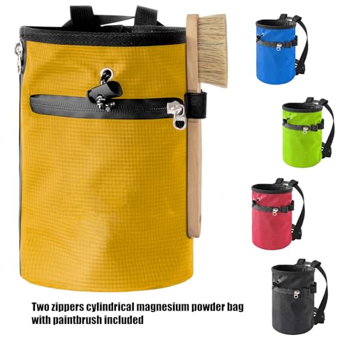 Rock Climbing Chalk Bag with Brush & Zippers Pockets Adjustable Bouldering Chalk Bag Bucket for Gym Climbing Gymnastic - color: Willow green
