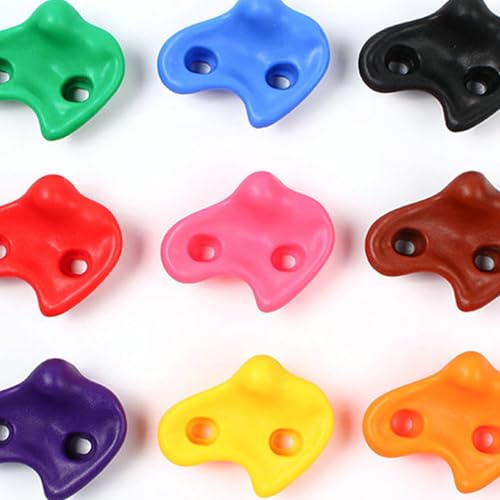 6pcs Rock Climbing Holds, Thickened PE Climbing Grips, Easy Installation for Kids Rock Wall, Pink, Green, Brown, Purple, Yellow, with Hardware