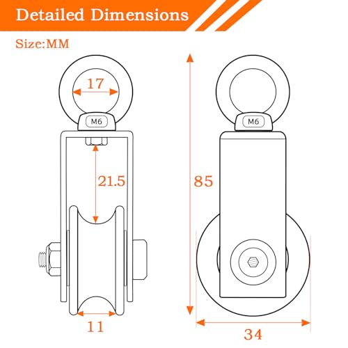 Cable Pulley Wheel Stainless Steel, Bearing Inside, Silent and Smooth, Rope Pulley for Pulley System, 2 Pack - size: Swivel Pulley+Nut