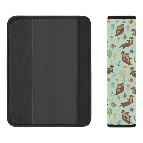 2PCS Breathable Car Seat Belt Pad for Elderly Support, Stroller Pushchair High Chair, Sea Otters Seat Belt Cushion, Anti-Slip Pad - color: Pattern 400