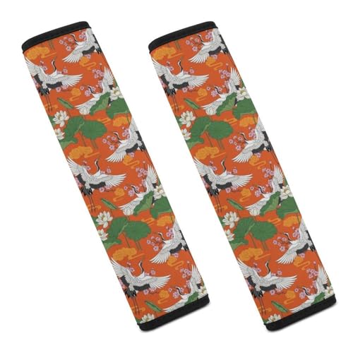 1 Pair Soft Padded Seat Belt Cover for Child, Most Cars, Japanese Crane Shoulder Harness Cover, Neck and Shoulder Support - color: Pattern 1208