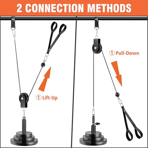 SERTT Weight Cable Pulley System Gym, with Upgraded 2 in 1 Loading Pin,for Tricep Pull Down, Bicep Curl, Shoulder, Back, Forearm Home Gym Equipment - color: with Nylon Pulley