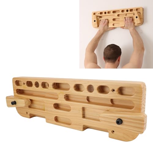 Alomejor Wooden Training Hang Board, Enhanced Strength Exercise Compact Climbing Finger Board for Home Gym Outdoor, Various Grip Hole, Solid Wood