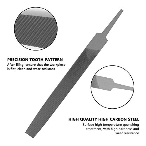 KALIM Flat Medium Cut File, Double Cut Teeth, 6'' Length, Made of High Carbon Steel, Hand File Without Handle Suitable for Wood, Metal, Sharpening, etc. - style: 6'' Flat File