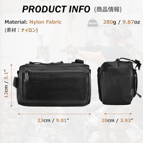 Azarxis Equipment Multi-Purpose Tactical EDC Admin MOLLE Pouch Utility Tools Bag Organizer Military Waist Belt Modular Attachment - color: #07 - Black