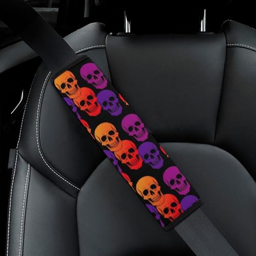 Universal Soft and Comfortable Skull Ombre Black Seat Belt Cover for Kids, Most Cars, 2 Piece Seat Belt Covers Cushion Shock Absorption - color: Pattern 374