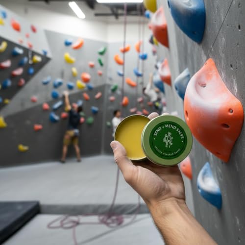 Send + Mend Climber's Hand Salve - Rock Climbing Gifts - Moisturizing Balm for Bouldering, Lifting & Gymnastics Hands - 2 oz
